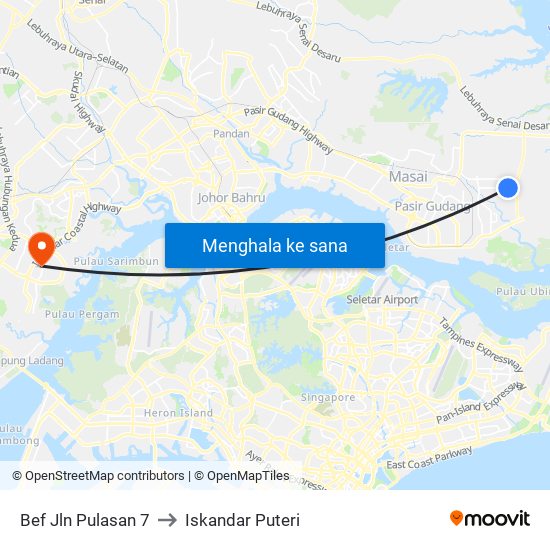 Bef Jln Pulasan 7 to Iskandar Puteri map