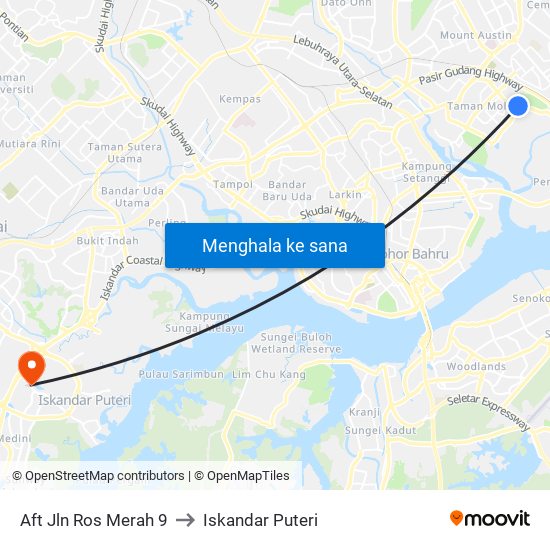 Aft Jln Ros Merah 9 to Iskandar Puteri map