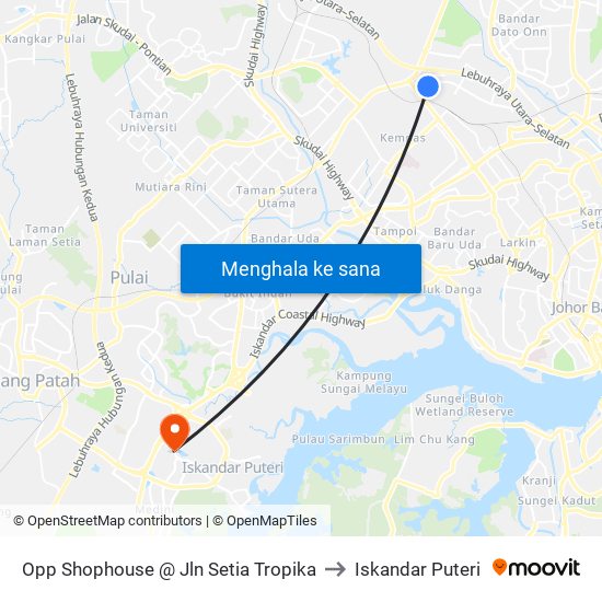 Opp Shophouse @ Jln Setia Tropika to Iskandar Puteri map