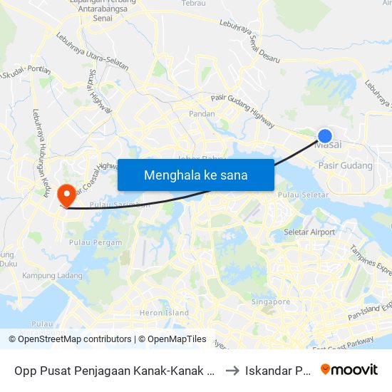 Opp Jalan Tasek 15 to Iskandar Puteri map