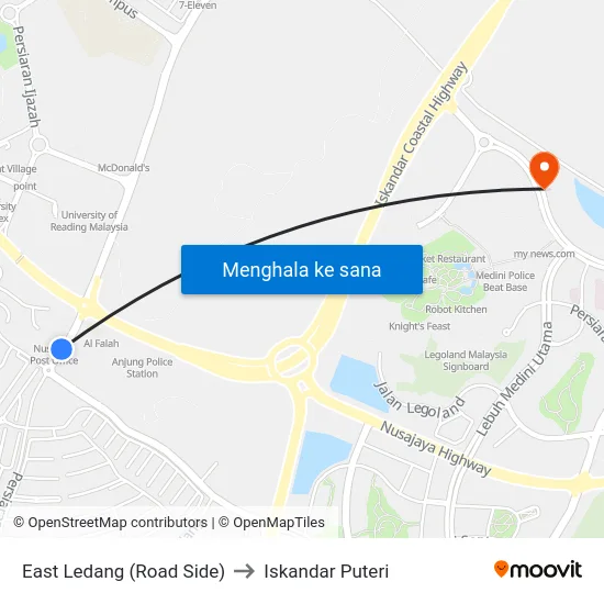 East Ledang (Road Side) to Iskandar Puteri map