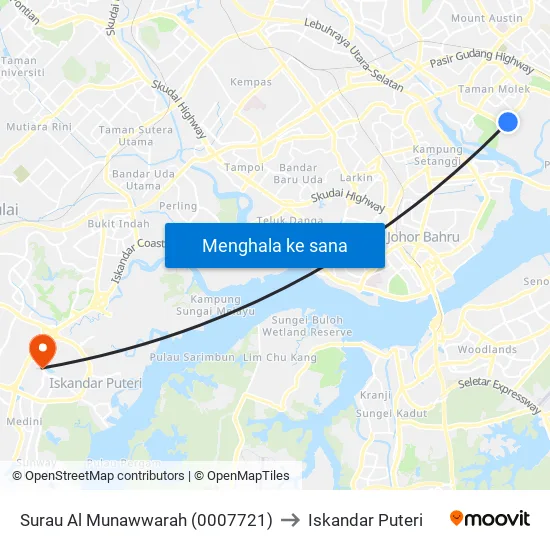 Surau Al Munawwarah (0007721) to Iskandar Puteri map