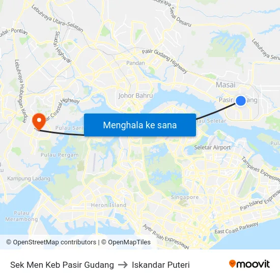 Sek Men Keb Pasir Gudang to Iskandar Puteri map