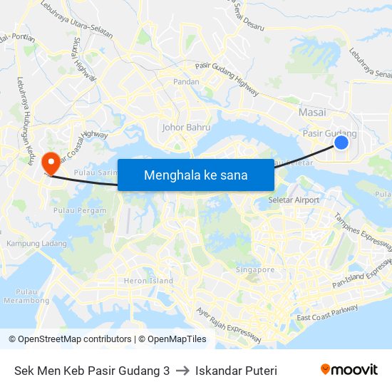 Sek Men Keb Pasir Gudang 3 to Iskandar Puteri map