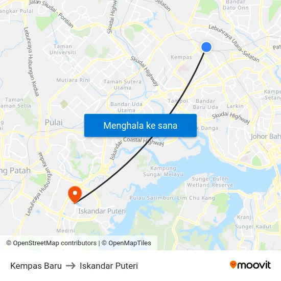 Kempas Baru to Iskandar Puteri map