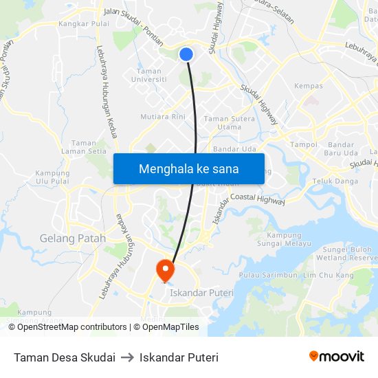 Taman Desa Skudai to Iskandar Puteri map