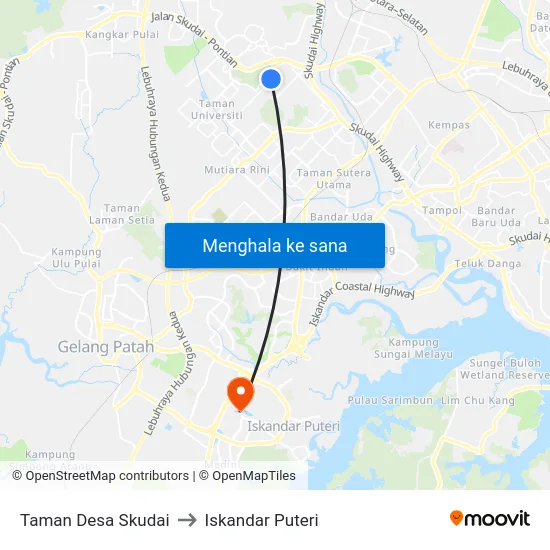 Taman Desa Skudai to Iskandar Puteri map