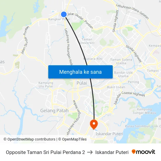 Opposite Taman Sri Pulai Perdana 2 to Iskandar Puteri map