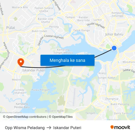 Opp Wisma Peladang to Iskandar Puteri map