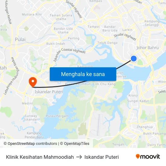 Klinik Kesihatan Mahmoodiah to Iskandar Puteri map