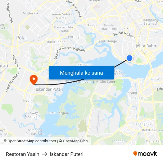 Restoran Yasin to Iskandar Puteri map