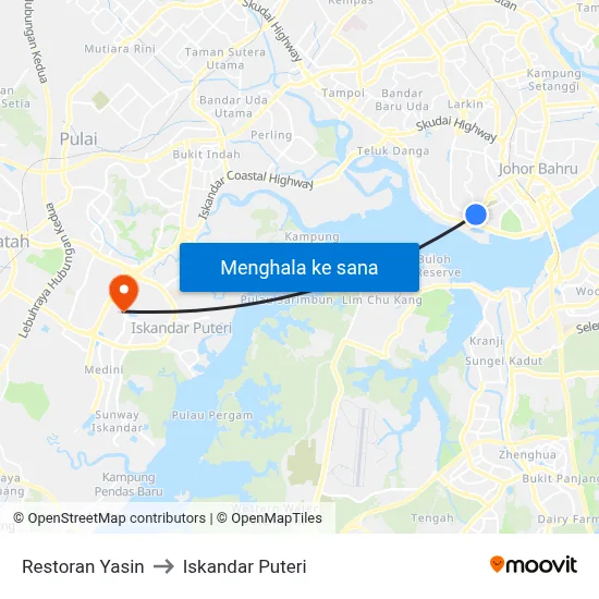 Restoran Yasin to Iskandar Puteri map