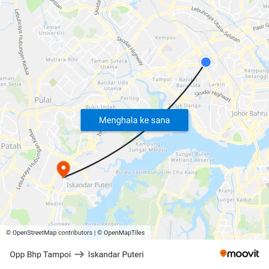 Opp Bhp Tampoi to Iskandar Puteri map