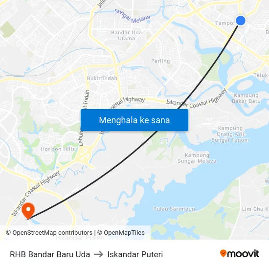 RHB Bandar Baru Uda to Iskandar Puteri map