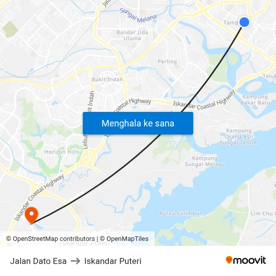 Jalan Dato Esa to Iskandar Puteri map
