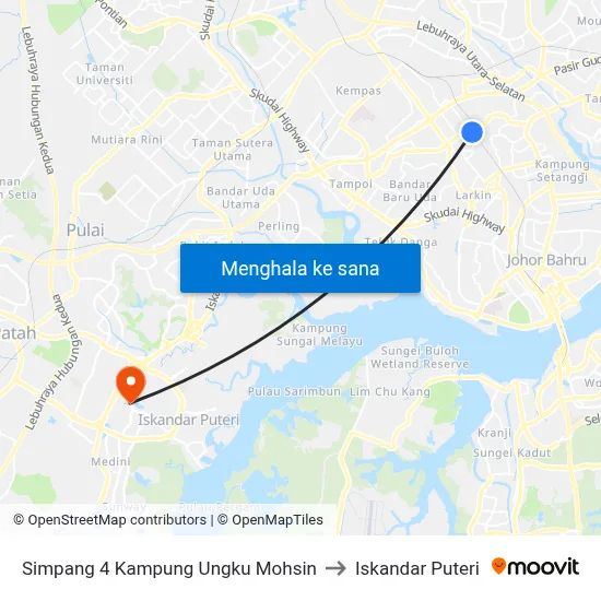Simpang 4 Kampung Ungku Mohsin to Iskandar Puteri map