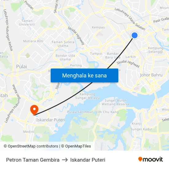 Petron Taman Gembira to Iskandar Puteri map