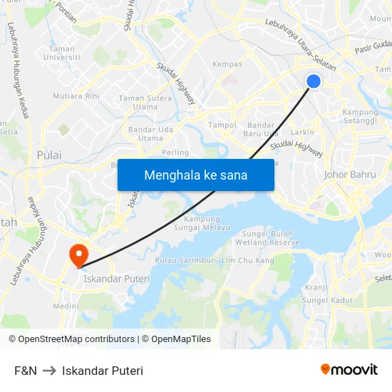 F&N to Iskandar Puteri map