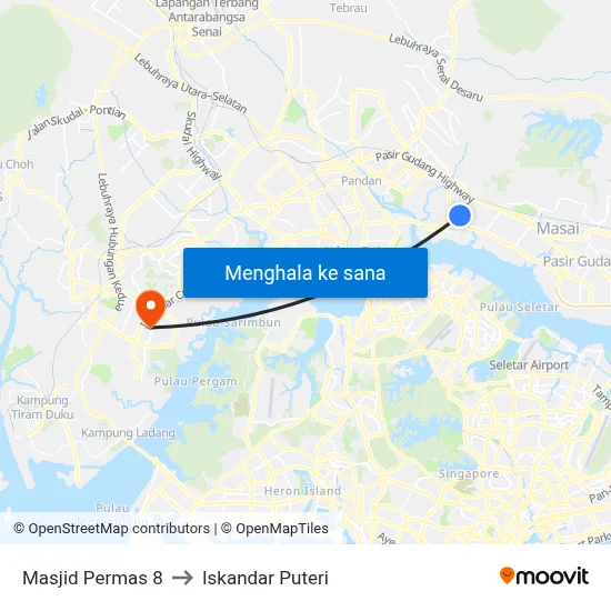 Masjid Permas 8 to Iskandar Puteri map