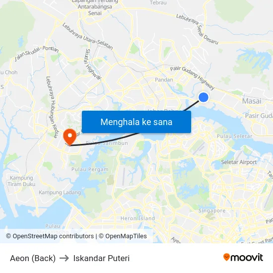 Aeon (Back) to Iskandar Puteri map