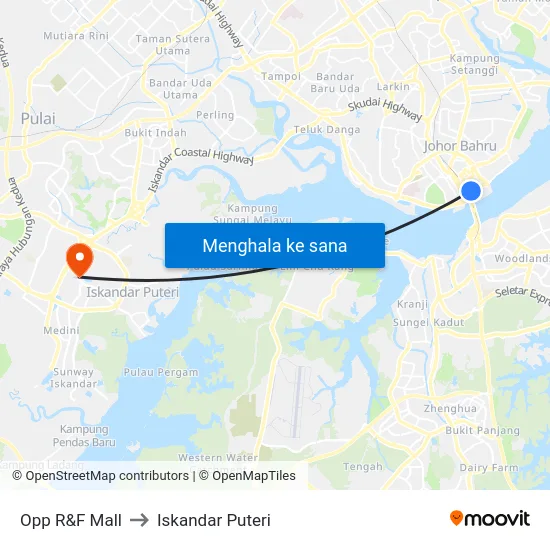Opp R&F Mall to Iskandar Puteri map