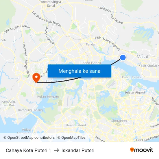 Cahaya Kota Puteri 1 to Iskandar Puteri map