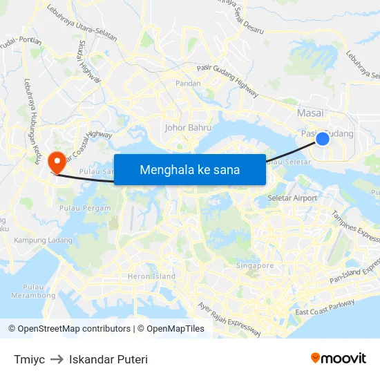 Tmiyc to Iskandar Puteri map