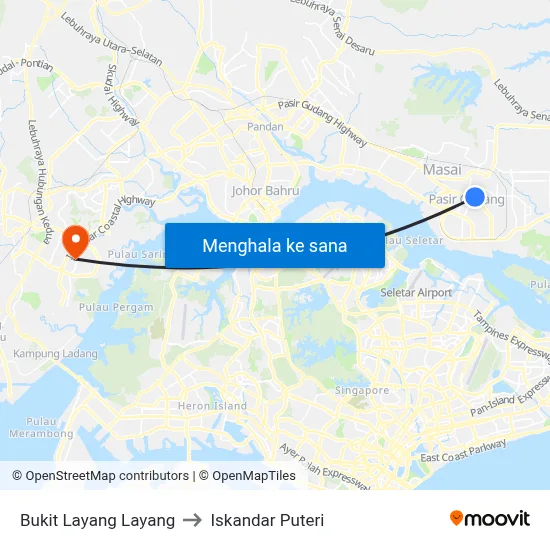 Bukit Layang Layang to Iskandar Puteri map