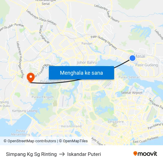 Simpang Kg Sg Rinting to Iskandar Puteri map