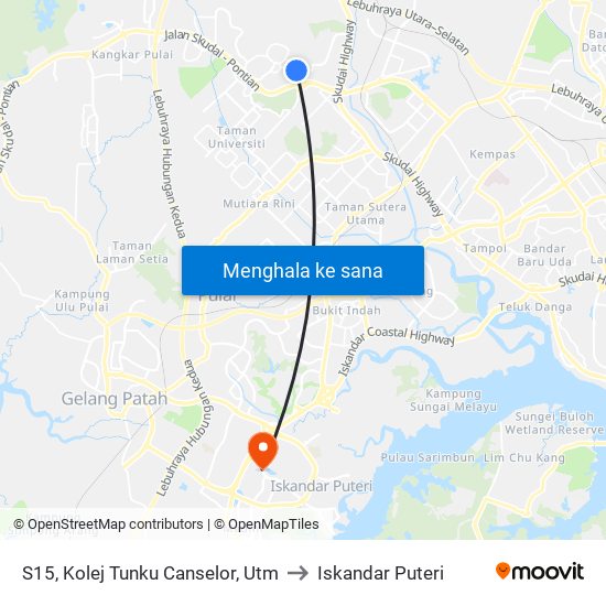 S15, Kolej Tunku Canselor, Utm to Iskandar Puteri map