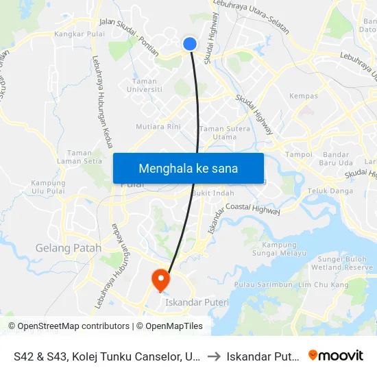 S42 & S43, Kolej Tunku Canselor, Utm to Iskandar Puteri map