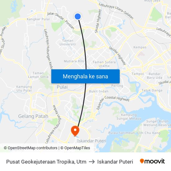 Pusat Geokejuteraan Tropika, Utm to Iskandar Puteri map