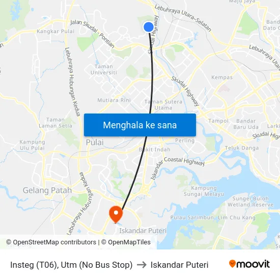 Insteg (T06), Utm (No Bus Stop) to Iskandar Puteri map