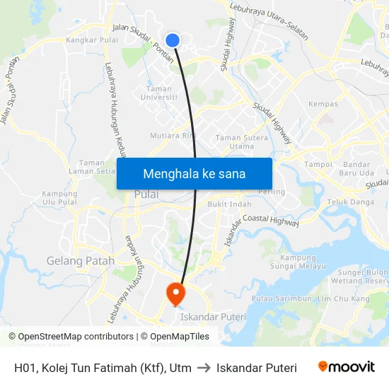 H01, Kolej Tun Fatimah (Ktf), Utm to Iskandar Puteri map