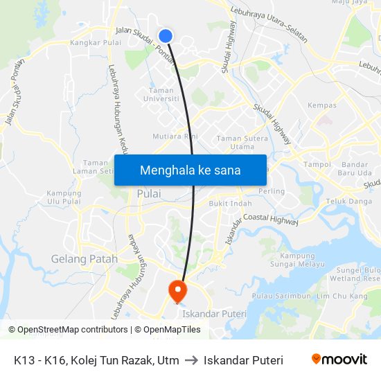 K13 - K16, Kolej Tun Razak, Utm to Iskandar Puteri map