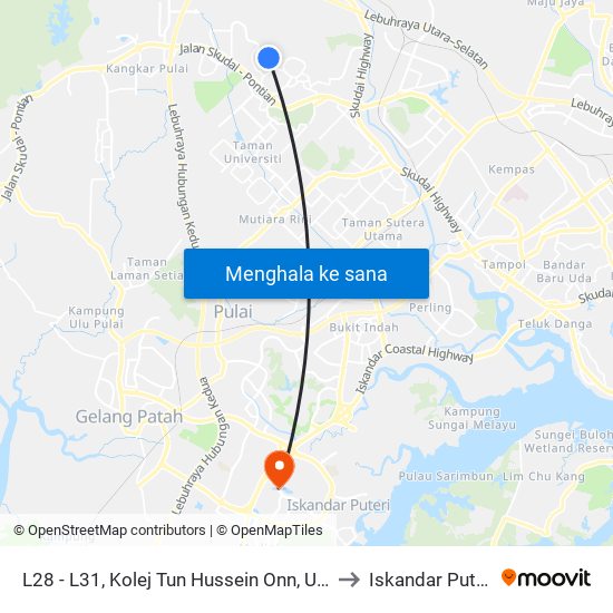 L28 - L31, Kolej Tun Hussein Onn, Utm to Iskandar Puteri map