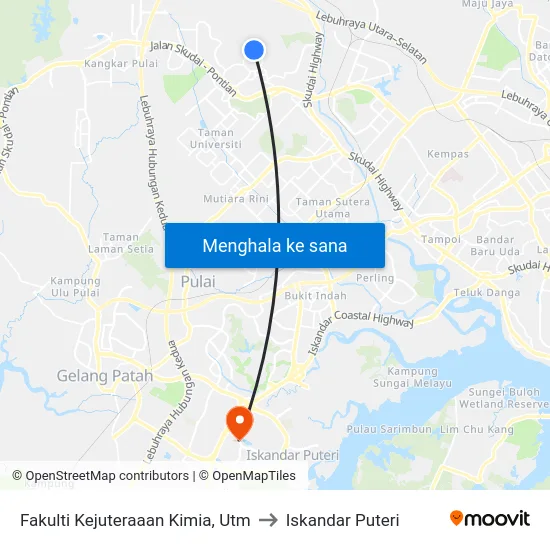 Fakulti Kejuteraaan Kimia, Utm to Iskandar Puteri map