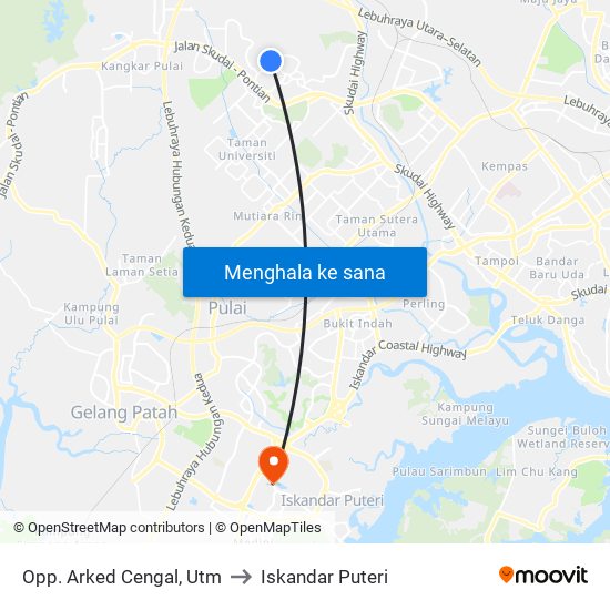 Opp. Arked Cengal, Utm to Iskandar Puteri map