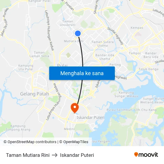Taman Mutiara Rini to Iskandar Puteri map
