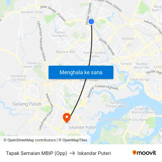Tapak Semaian MBIP (Opp) to Iskandar Puteri map