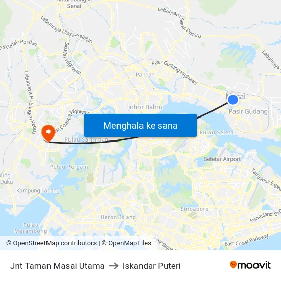 Jnt Taman Masai Utama to Iskandar Puteri map