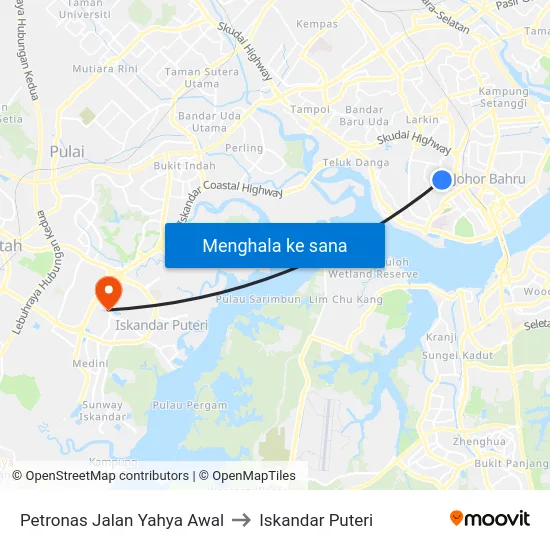 Petronas Jalan Yahya Awal to Iskandar Puteri map