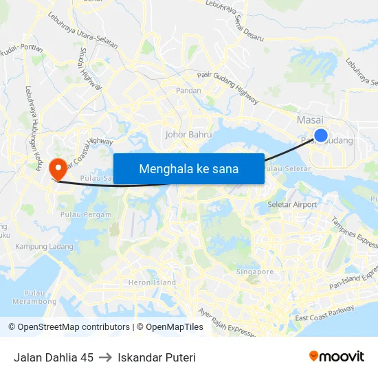 Jalan Dahlia 45 to Iskandar Puteri map