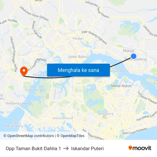 Opp Taman Bukit Dahlia 1 to Iskandar Puteri map