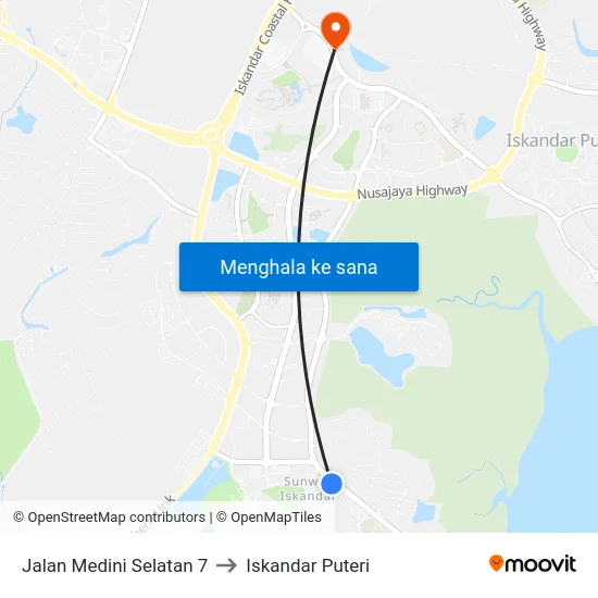 Jalan Medini Selatan 7 to Iskandar Puteri map