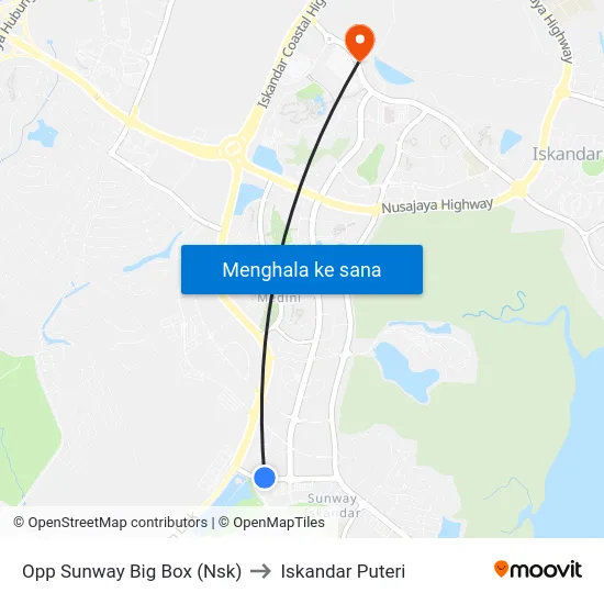 Opp Sunway Big Box (Nsk) to Iskandar Puteri map