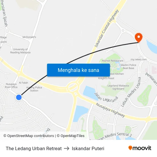 The Ledang Urban Retreat to Iskandar Puteri map