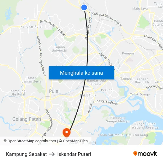 Kampung Sepakat to Iskandar Puteri map