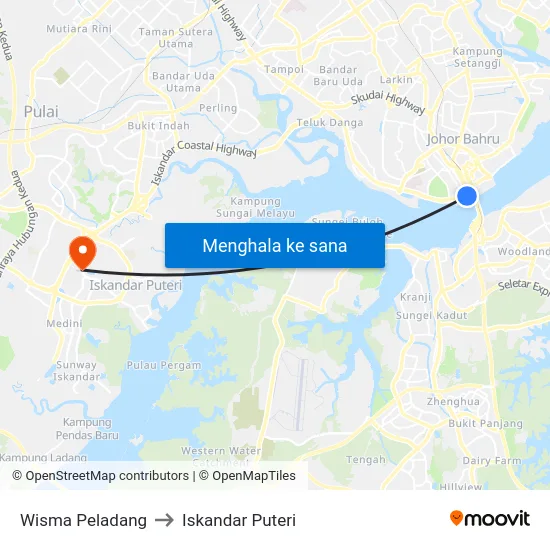 Wisma Peladang to Iskandar Puteri map