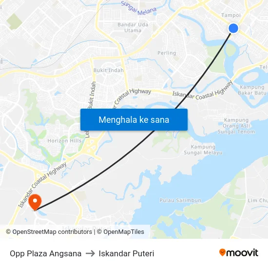 Opp Plaza Angsana to Iskandar Puteri map